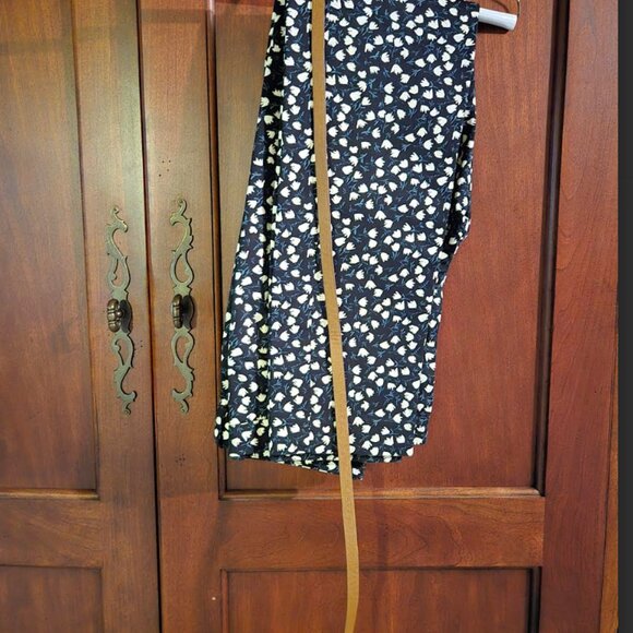 Zara Basic Snow Drop FLORAL Chino Trousers. BROWN Belt  SIZE 2 - Picture 7 of 7